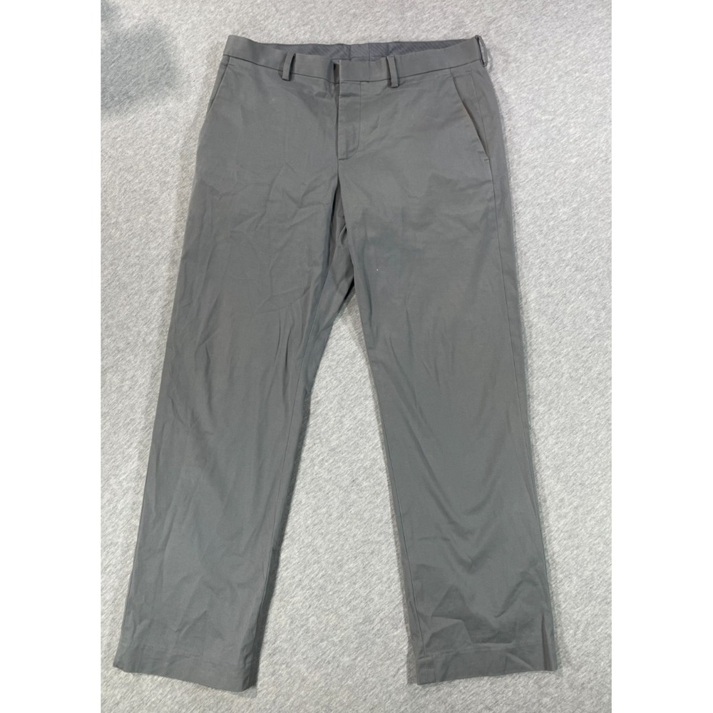 Express Producer Dress Pants Mens 33x28 Gray Cotton Straight Leg Formal Business